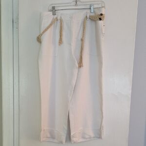 Charter Club Cream Ankle Pants with Rope Detail